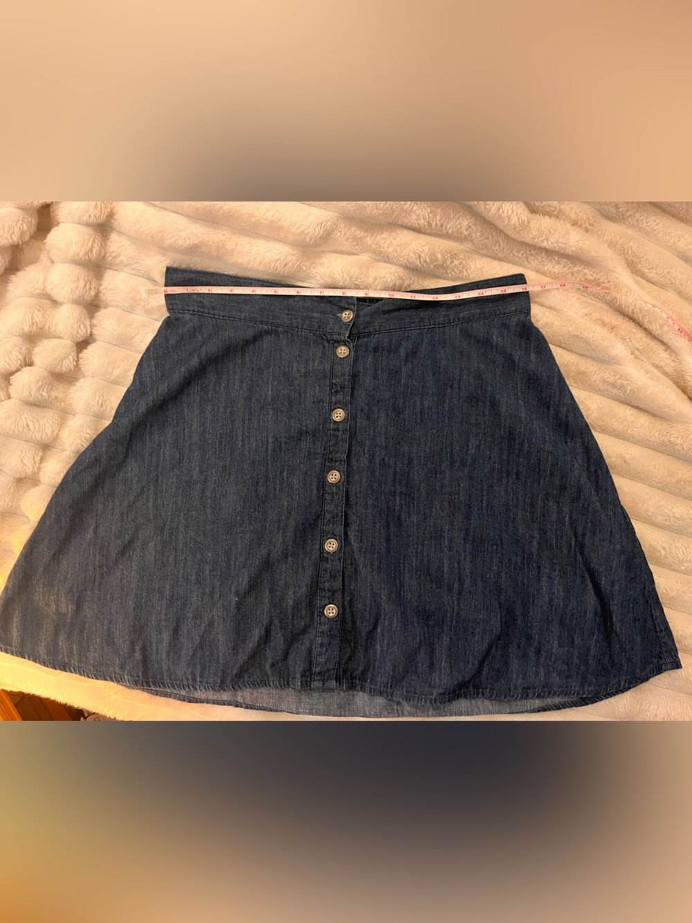 Merona Dark Blue Denim Flared Skirt with Button Front